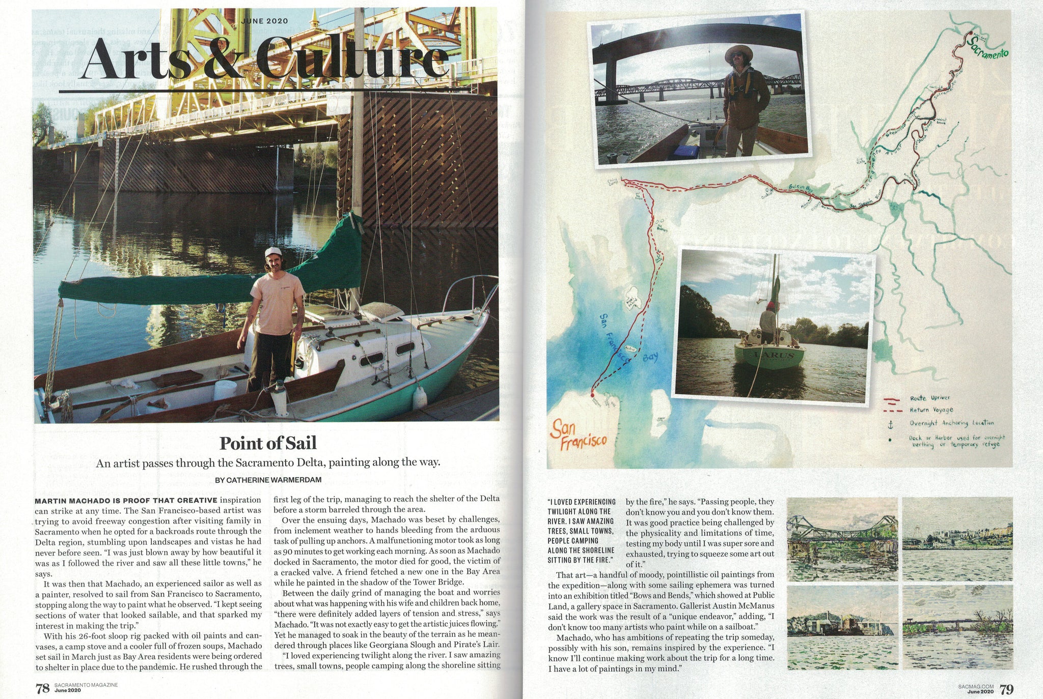 Sacramento Magazine feature of Martin Machado exhibition "Bends and Bows" at Public Land Gallery